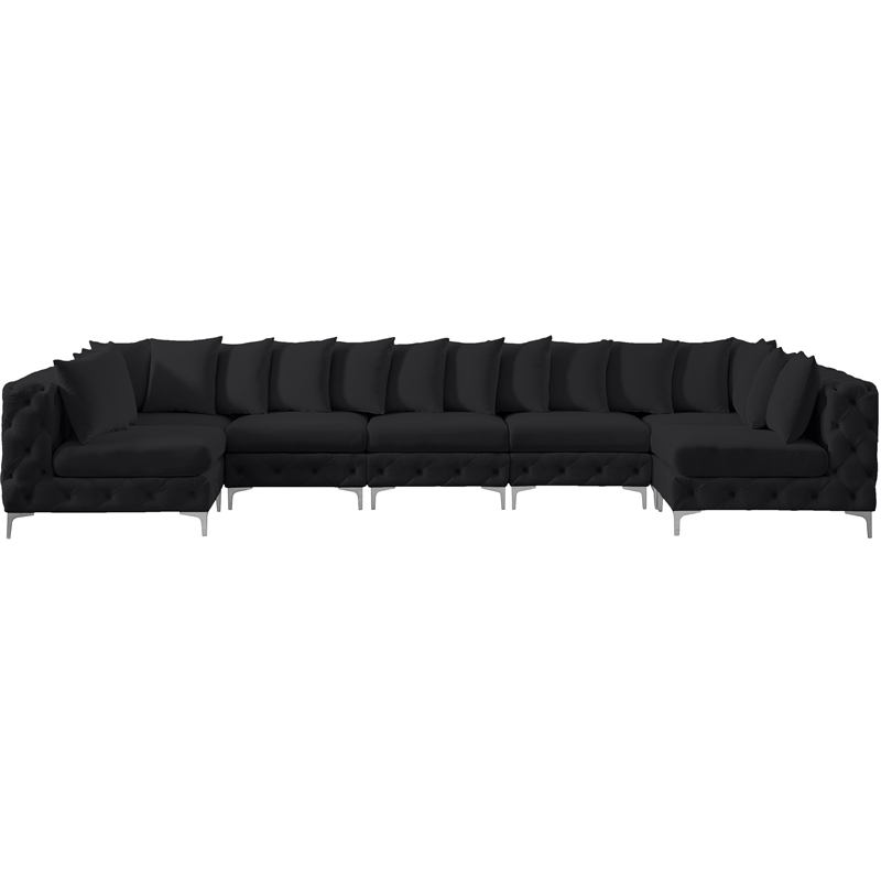 Meridian Furniture Tremblay Black Velvet Modular Sectional
