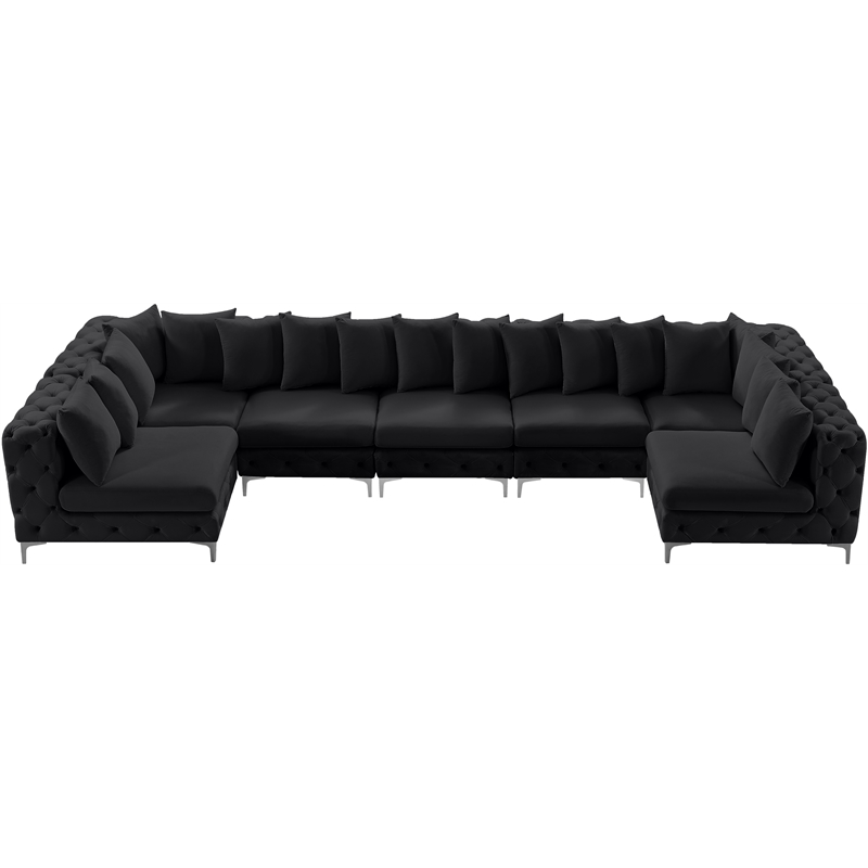 Meridian Furniture Tremblay Black Velvet Modular Sectional