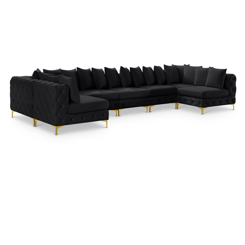 Meridian Furniture Tremblay Black Velvet Modular Sectional