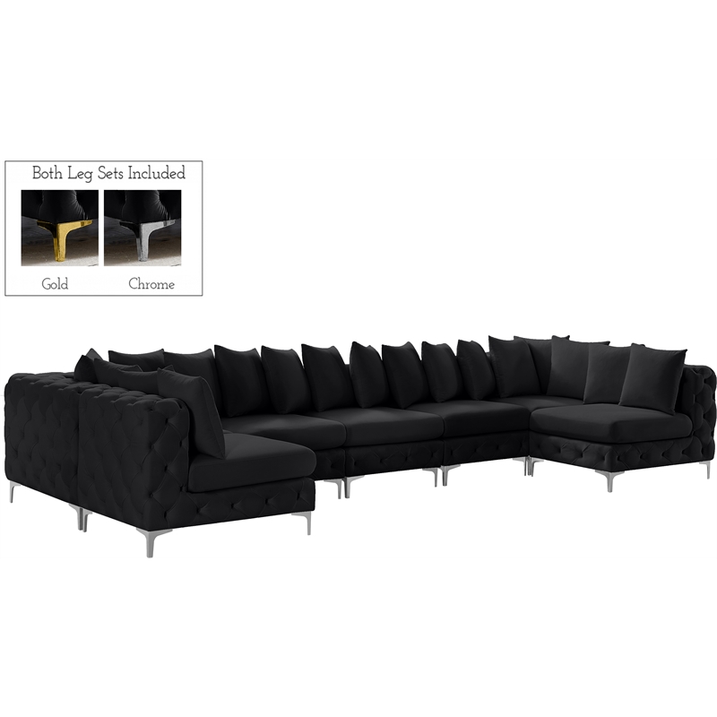 Meridian Furniture Tremblay Black Velvet Modular Sectional