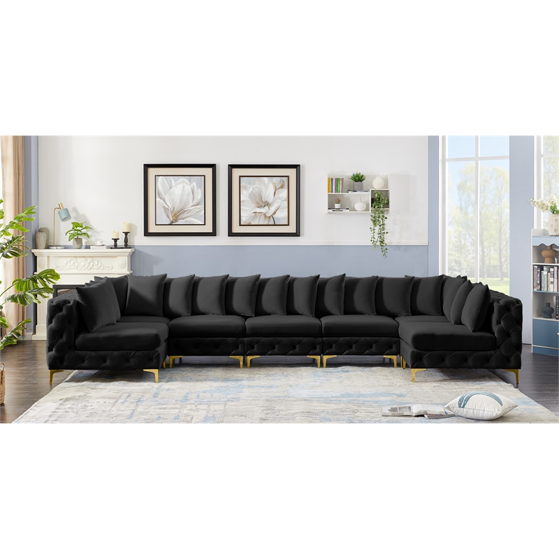 Meridian Furniture Tremblay Black Velvet Modular Sectional