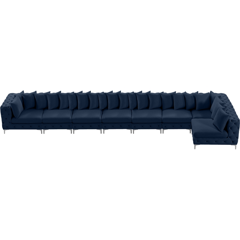 Meridian Furniture Tremblay Navy Velvet Modular Sectional