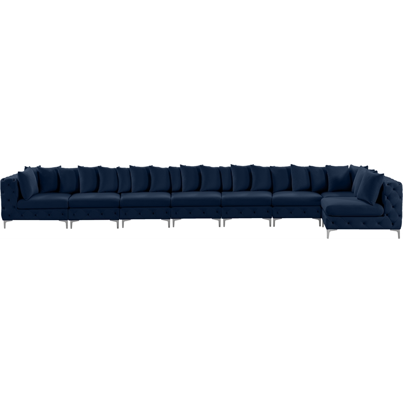 Meridian Furniture Tremblay Navy Velvet Modular Sectional