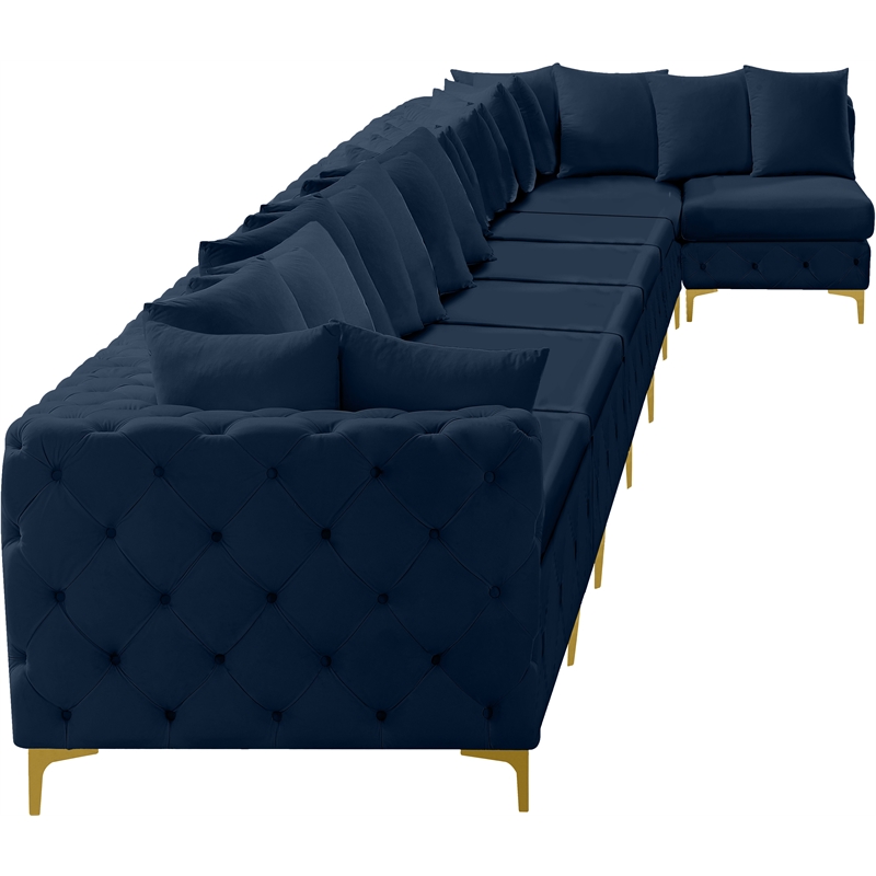 Meridian Furniture Tremblay Navy Velvet Modular Sectional