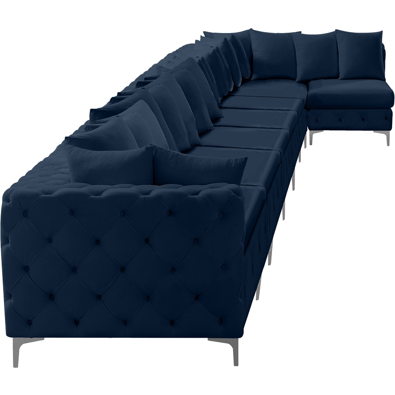Meridian Furniture Tremblay Navy Velvet Modular Sectional