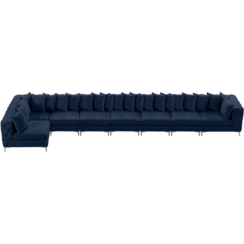 Meridian Furniture Tremblay Navy Velvet Modular Sectional