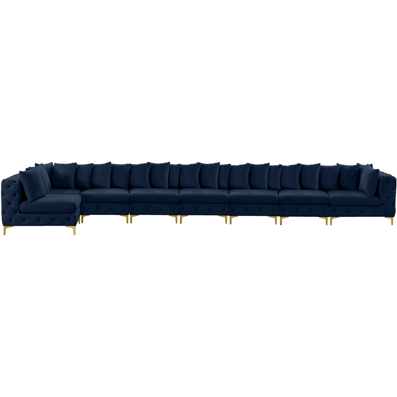 Meridian Furniture Tremblay Navy Velvet Modular Sectional