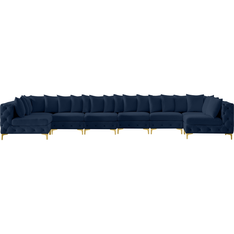 Meridian Furniture Tremblay Navy Velvet Modular Sectional
