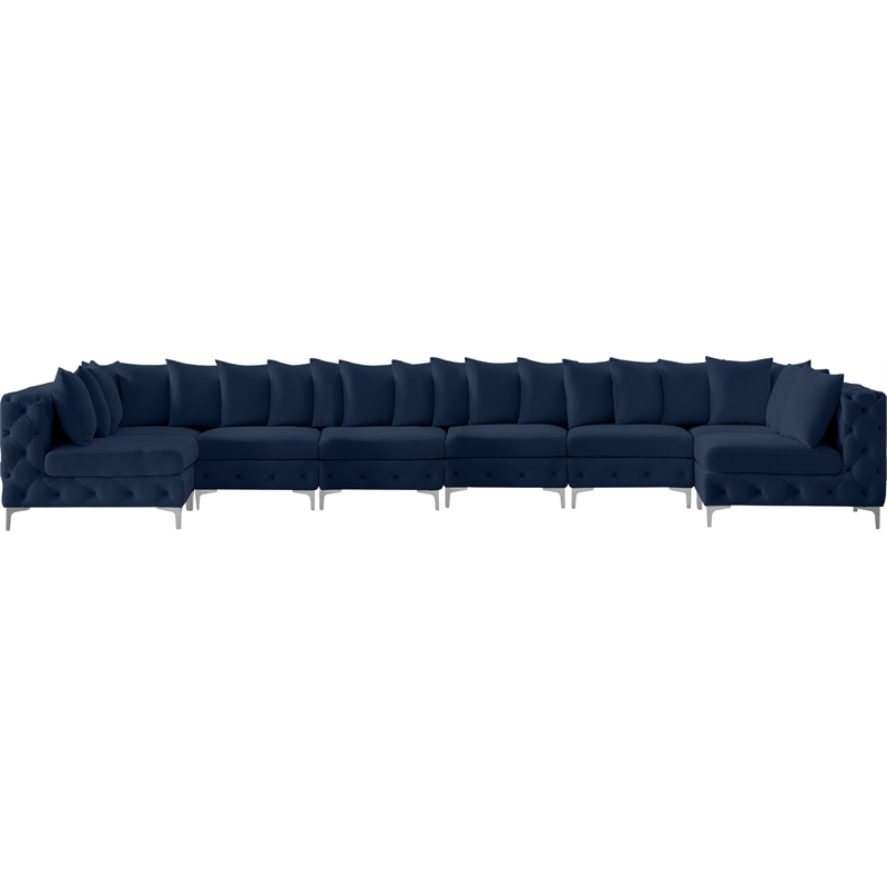 Meridian Furniture Tremblay Navy Velvet Modular Sectional