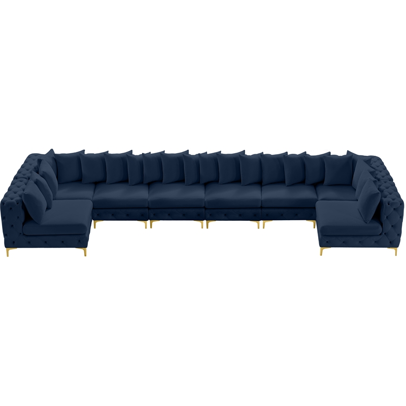 Meridian Furniture Tremblay Navy Velvet Modular Sectional