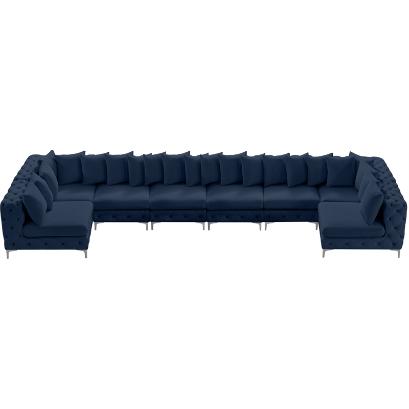 Meridian Furniture Tremblay Navy Velvet Modular Sectional