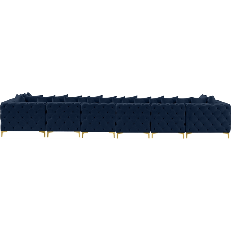 Meridian Furniture Tremblay Navy Velvet Modular Sectional