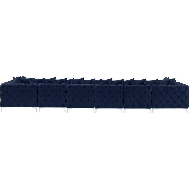 Meridian Furniture Tremblay Navy Velvet Modular Sectional