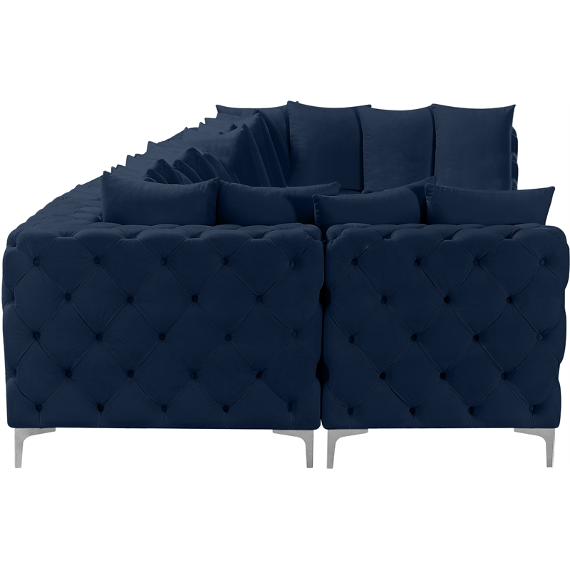 Meridian Furniture Tremblay Navy Velvet Modular Sectional