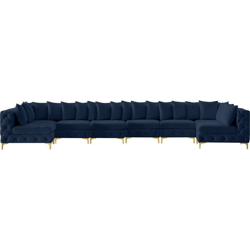 Meridian Furniture Tremblay Navy Velvet Modular Sectional