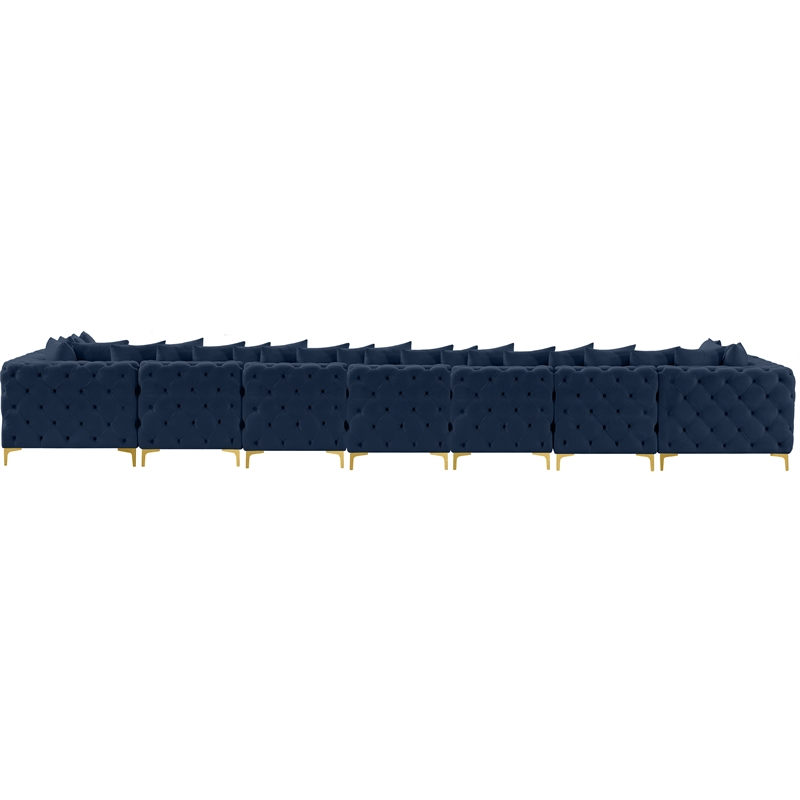 Meridian Furniture Tremblay Navy Velvet Modular Sectional