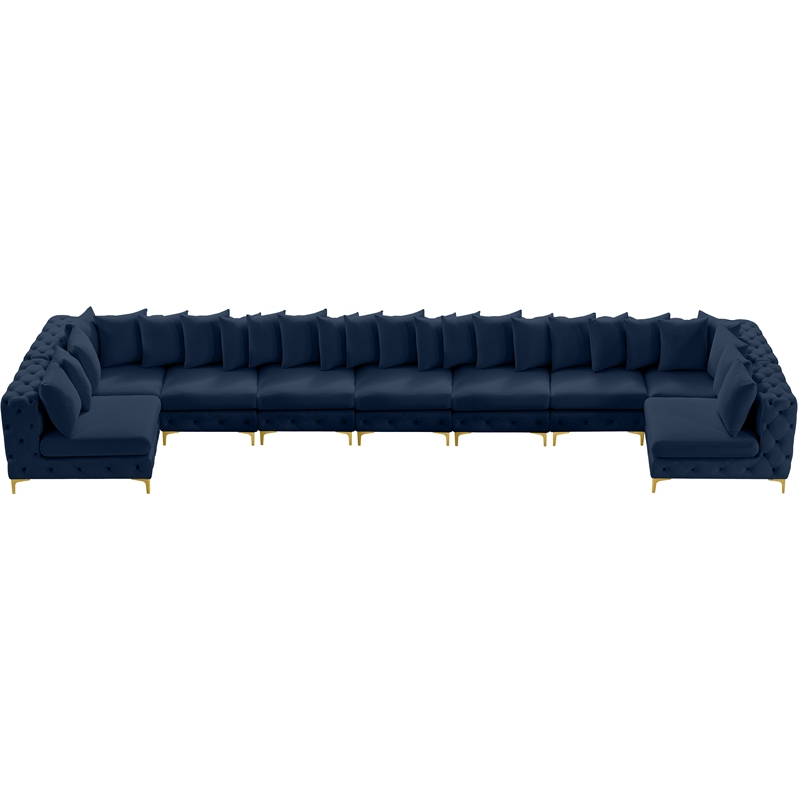 Meridian Furniture Tremblay Navy Velvet Modular Sectional