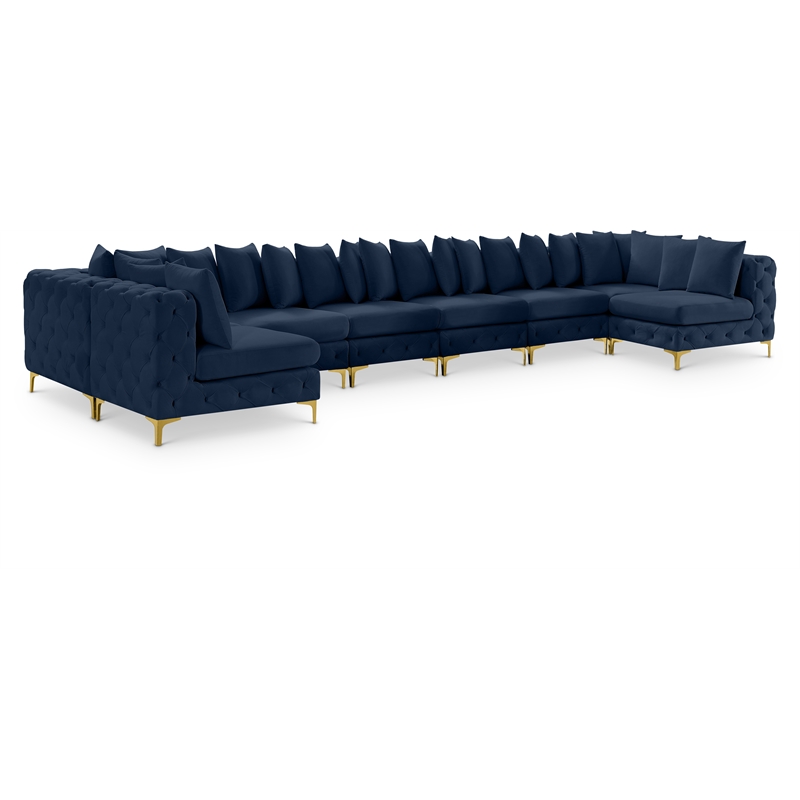 Meridian Furniture Tremblay Navy Velvet Modular Sectional