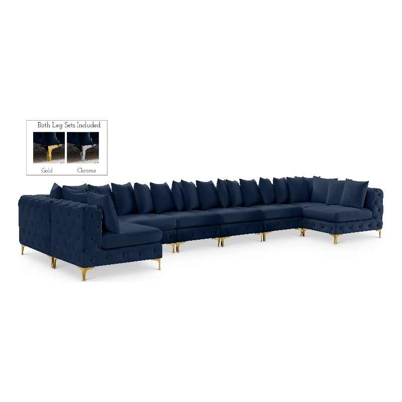 Meridian Furniture Tremblay Navy Velvet Modular Sectional