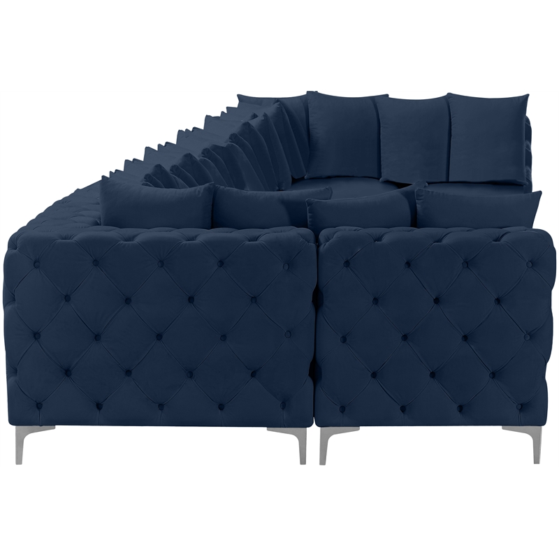 Meridian Furniture Tremblay Navy Velvet Modular Sectional