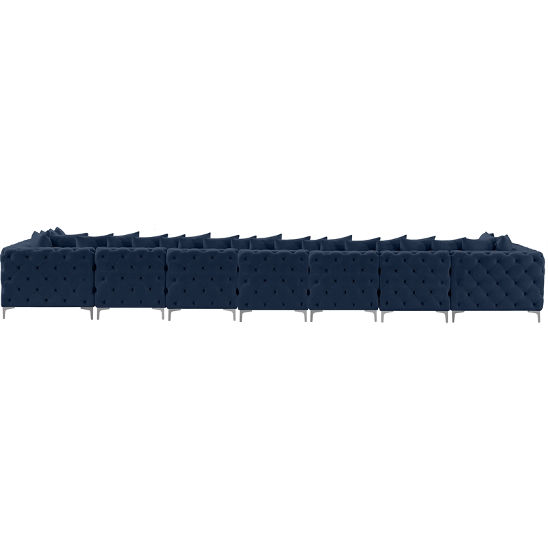 Meridian Furniture Tremblay Navy Velvet Modular Sectional