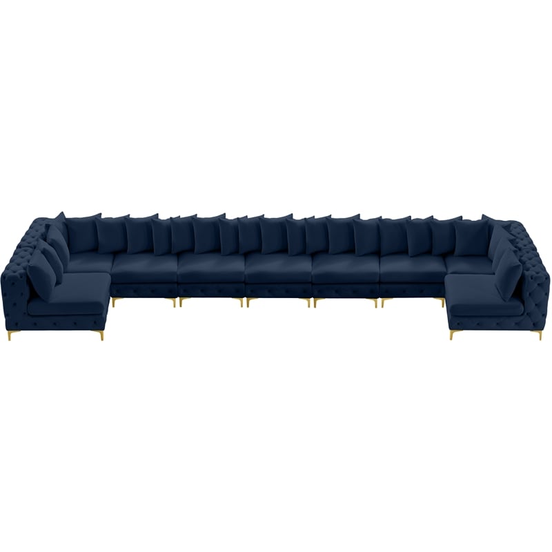 Meridian Furniture Tremblay Navy Velvet Modular Sectional