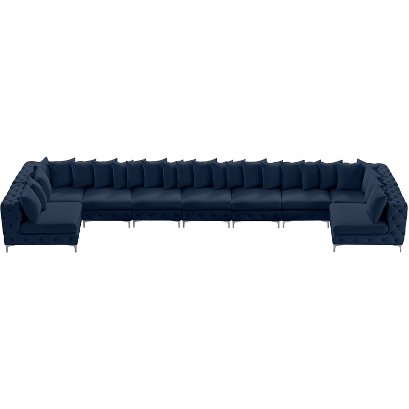 Meridian Furniture Tremblay Navy Velvet Modular Sectional