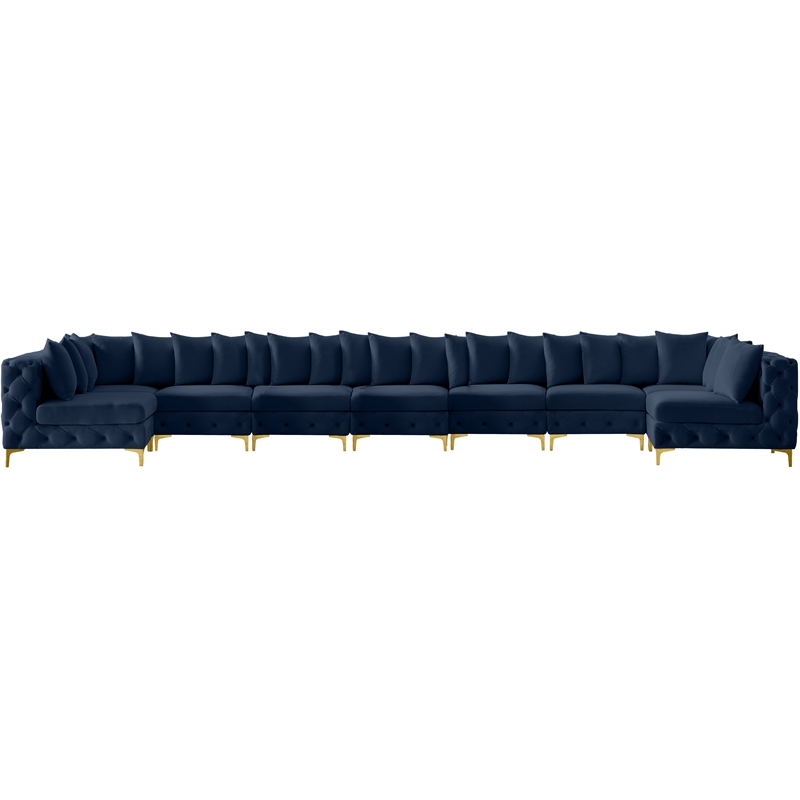Meridian Furniture Tremblay Navy Velvet Modular Sectional