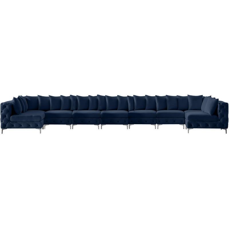Meridian Furniture Tremblay Navy Velvet Modular Sectional