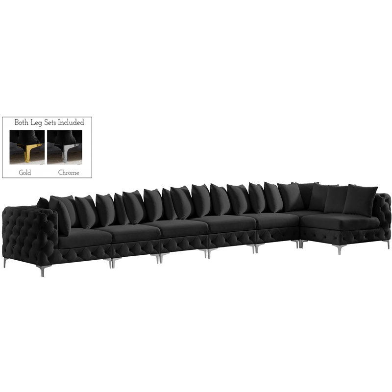 Meridian Furniture Tremblay Black Velvet Modular Sectional