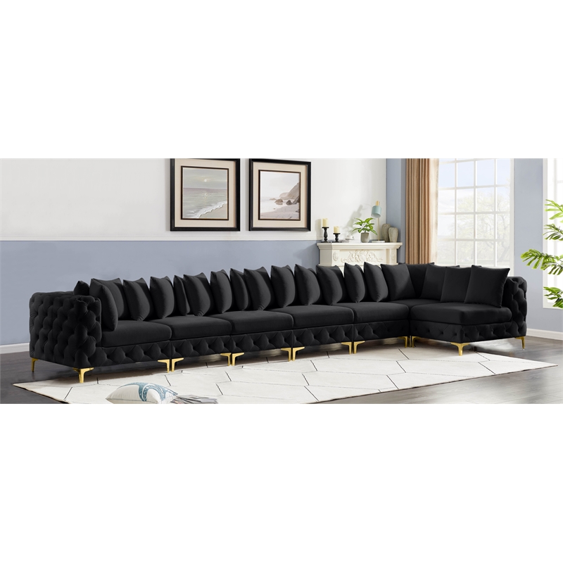 Meridian Furniture Tremblay Black Velvet Modular Sectional