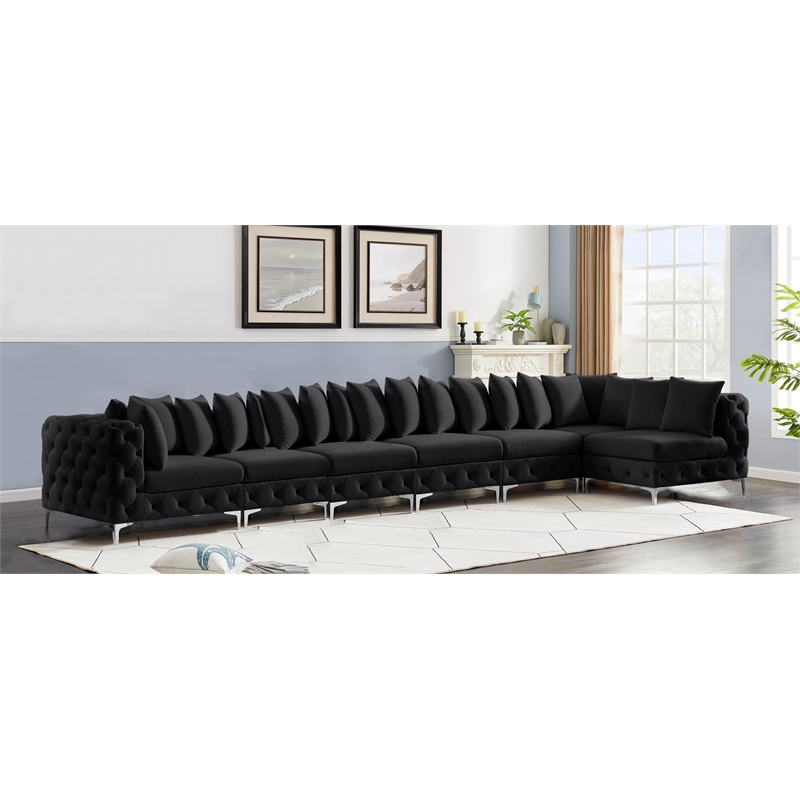 Meridian Furniture Tremblay Black Velvet Modular Sectional