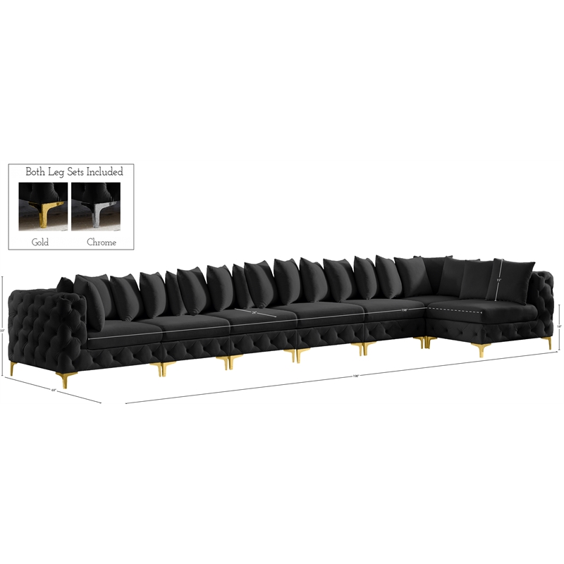 Meridian Furniture Tremblay Black Velvet Modular Sectional
