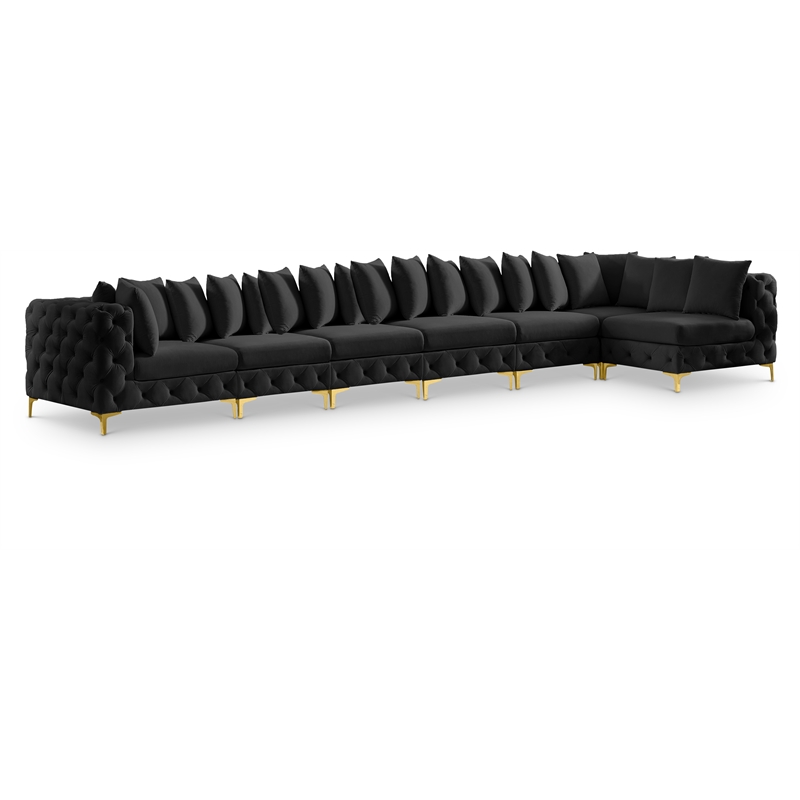 Meridian Furniture Tremblay Black Velvet Modular Sectional