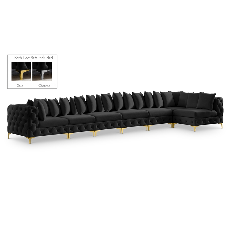 Meridian Furniture Tremblay Black Velvet Modular Sectional