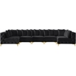 Meridian Furniture Tremblay Velvet Modular Sectional/Pillow in Black/Gold-Chrome
