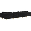 Meridian Furniture Tremblay Velvet Modular Sectional/Pillow in Black/Gold-Chrome
