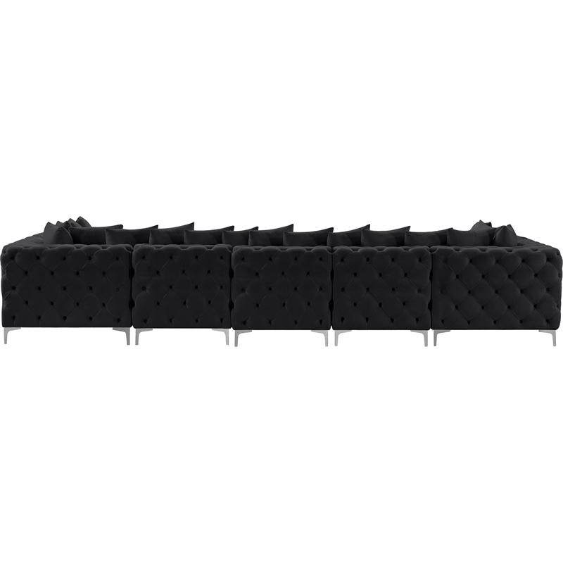 Meridian Furniture Tremblay Velvet Modular Sectional/Pillow in Black/Gold-Chrome