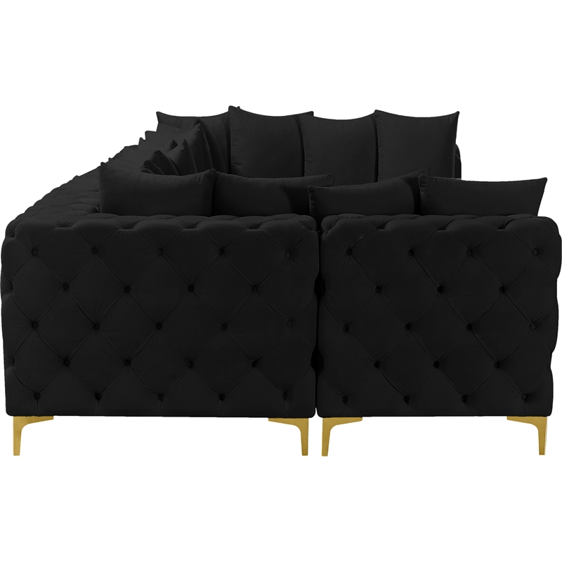 Meridian Furniture Tremblay Velvet Modular Sectional/Pillow in Black/Gold-Chrome
