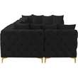 Meridian Furniture Tremblay Velvet Modular Sectional/Pillow in Black/Gold-Chrome