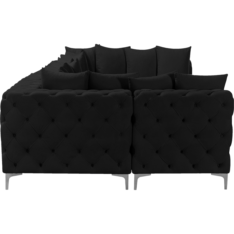 Meridian Furniture Tremblay Velvet Modular Sectional/Pillow in Black/Gold-Chrome