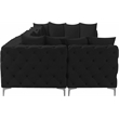 Meridian Furniture Tremblay Velvet Modular Sectional/Pillow in Black/Gold-Chrome