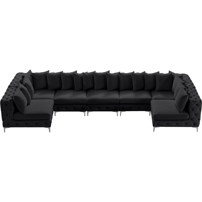 Meridian Furniture Tremblay Velvet Modular Sectional/Pillow in Black/Gold-Chrome