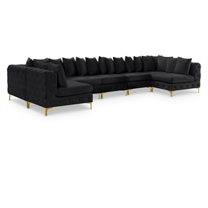 Meridian Furniture Tremblay Velvet Modular Sectional/Pillow in Black/Gold-Chrome
