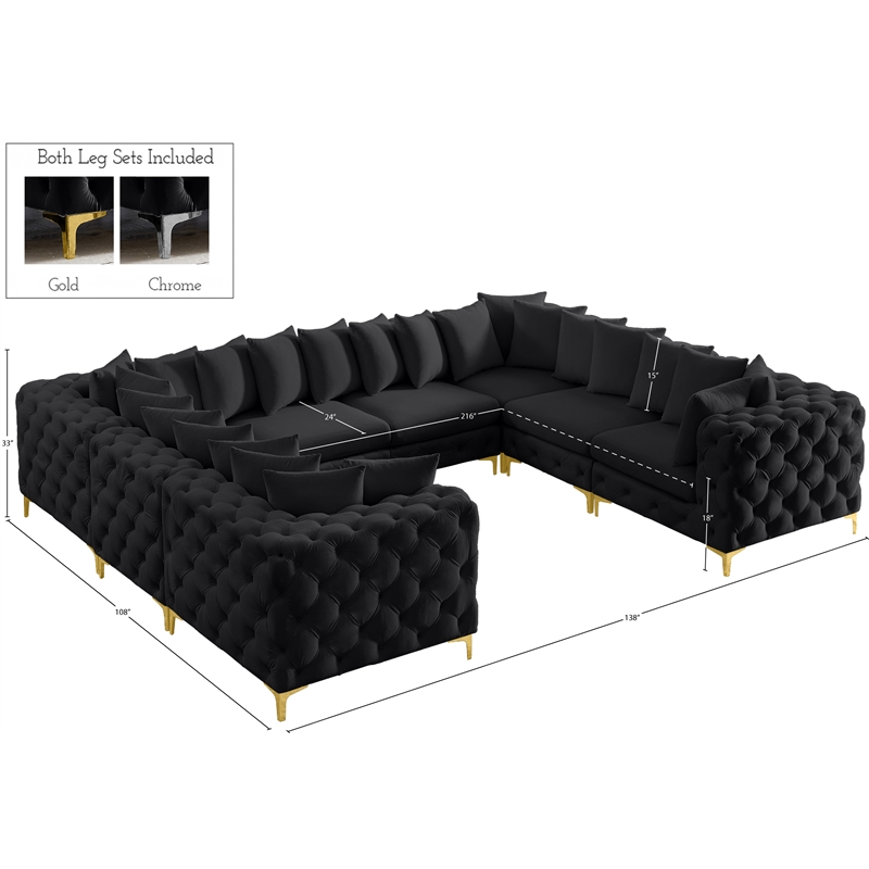 Meridian Furniture Tremblay Black Velvet Modular Sectional
