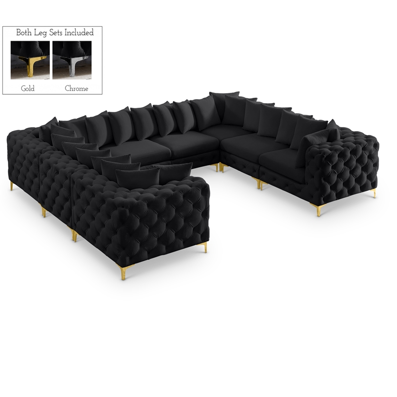 Meridian Furniture Tremblay Black Velvet Modular Sectional