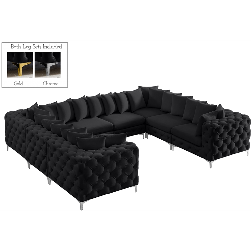Meridian Furniture Tremblay Black Velvet Modular Sectional