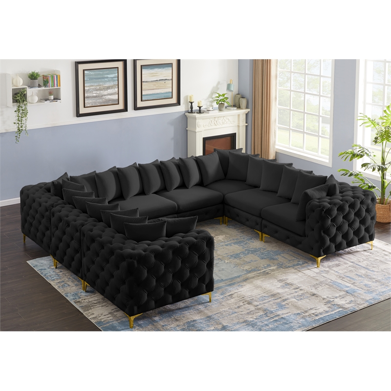 Meridian Furniture Tremblay Black Velvet Modular Sectional