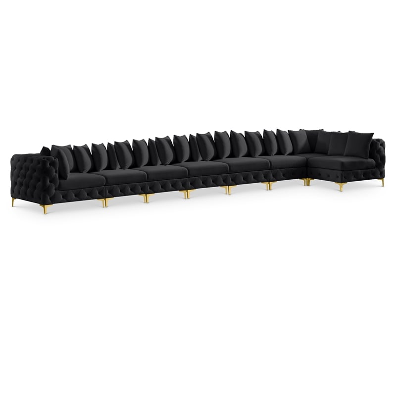Meridian Furniture Tremblay Black Velvet Modular Sectional