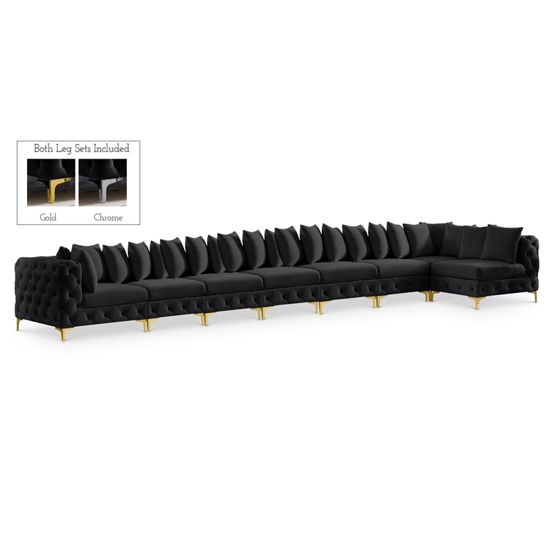 Meridian Furniture Tremblay Black Velvet Modular Sectional